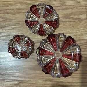 Vintage Nesting Set of 3 Glass Ashtrays
